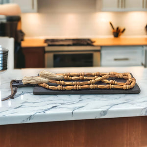 Farmhouse wood bead garland for shelf and table styling