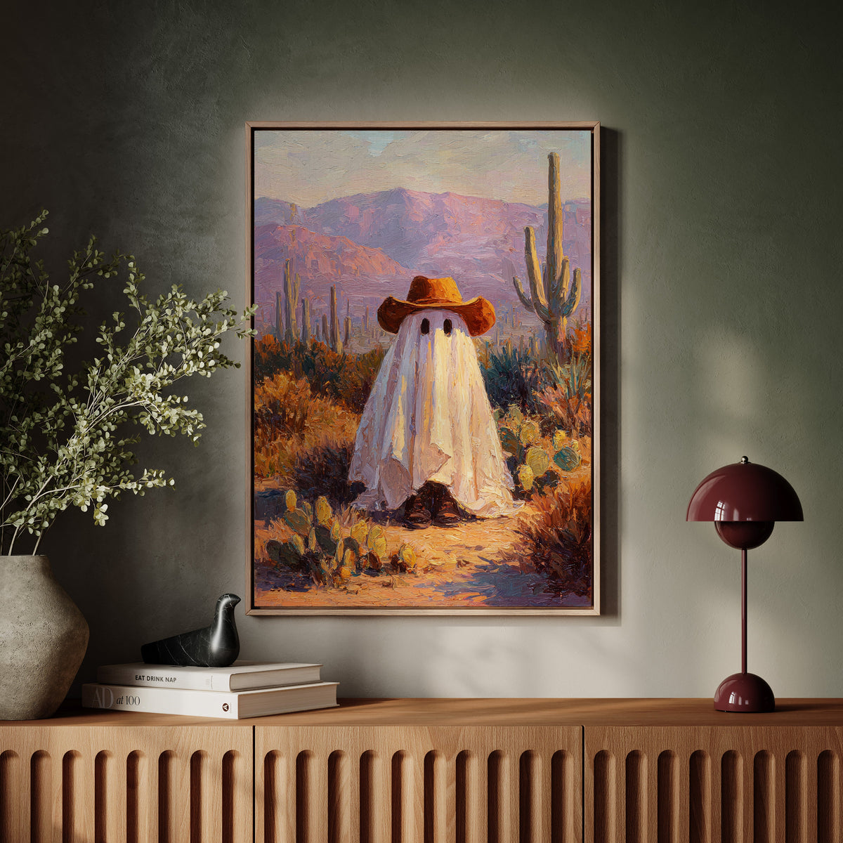 A Cowboy's Playful Mirage Ghost | Western Wall Art | Farmhouse World