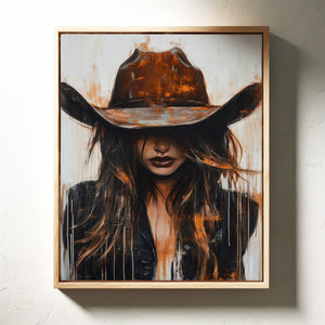 Abstract Cowgirl Wall Art | Cowgirl in Crimson Western Portrait | Farmhouse World