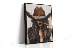 Abstract Cowgirl Wall Art | Cowgirl in Crimson Western Portrait | Farmhouse World