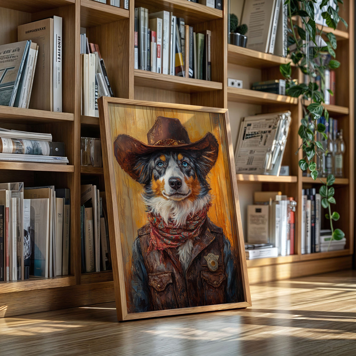 Australian Shepherd Cowboy Deputy Dog | Western Wall Art | Farmhouse World