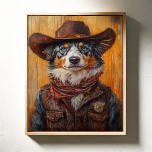 Australian Shepherd Cowboy Deputy Dog | Western Wall Art | Farmhouse World