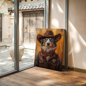 Australian Shepherd Cowboy Deputy Dog | Western Wall Art | Farmhouse World