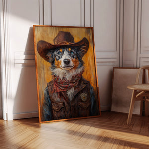 Australian Shepherd Cowboy Deputy Dog | Western Wall Art | Farmhouse World