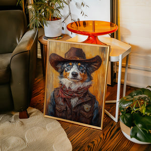 Australian Shepherd Cowboy Deputy Dog | Western Wall Art | Farmhouse World