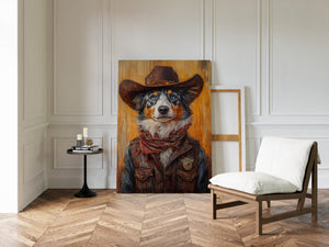 Australian Shepherd Cowboy Deputy Dog | Western Wall Art | Farmhouse World