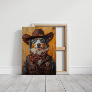 Australian Shepherd Cowboy Deputy Dog | Western Wall Art | Farmhouse World