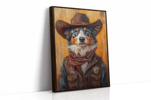 Australian Shepherd Cowboy Deputy Dog | Western Wall Art | Farmhouse World