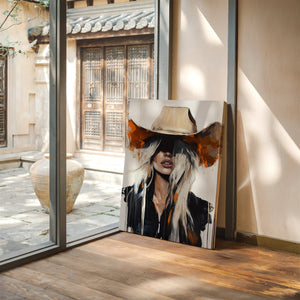 Bold Western Cowgirl Wall Art, Modern Ranch Canvas Print | Farmhouse World
