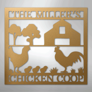 Chicken Coop Sign Personalized gold