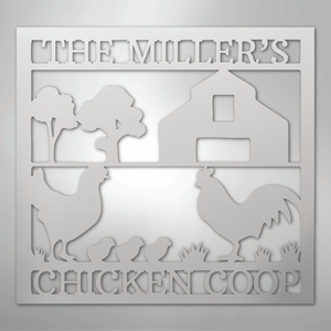Chicken Coop Sign Personalized white