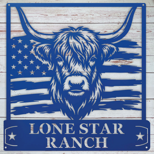 Personalized western farmhouse metal sign for ranch owners and cattle farmers