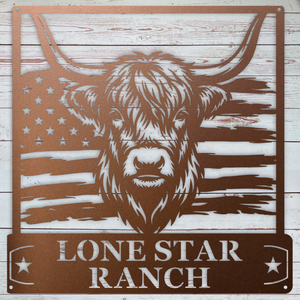 Highland cow metal wall decor for ranch gate barn or farmhouse porch