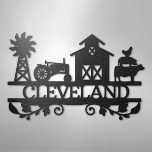 Custom Farm Life Metal Sign Black