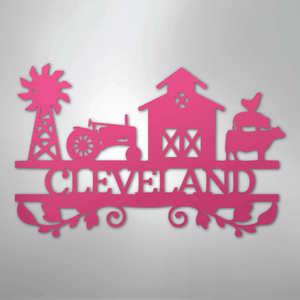 Personalized Farm Life Metal Sign Pink