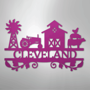 Personalized Farm Life Metal Sign Purple