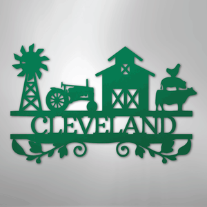Personalized Farm Life Metal Sign Green