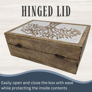 Rustic wooden storage box for jewelry and keepsakes