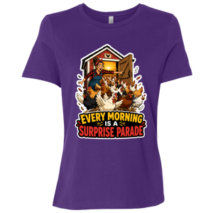 Farm life chicken t-shirt with smiling farmer and chickens