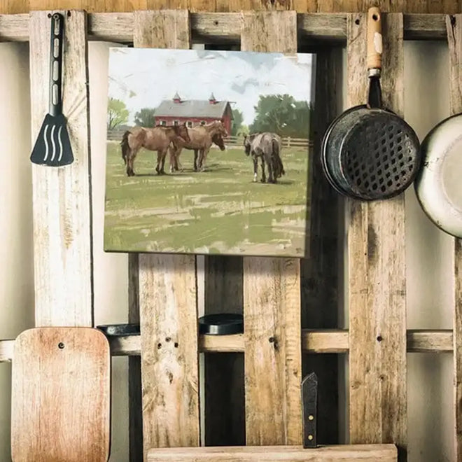 Horses & Barn Canvas Art