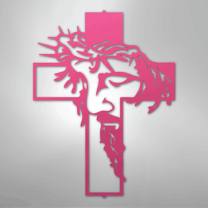 Jesus Cross Wall Art pink
