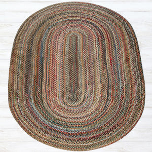 Rustic oval jute rug for bedroom or living room