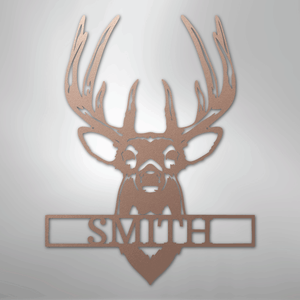 Personalized Buck Deer Mount - Metal Sign rose