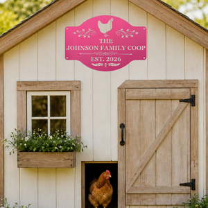 Personalized farmhouse chicken sign for coop door, gate, or garden wall