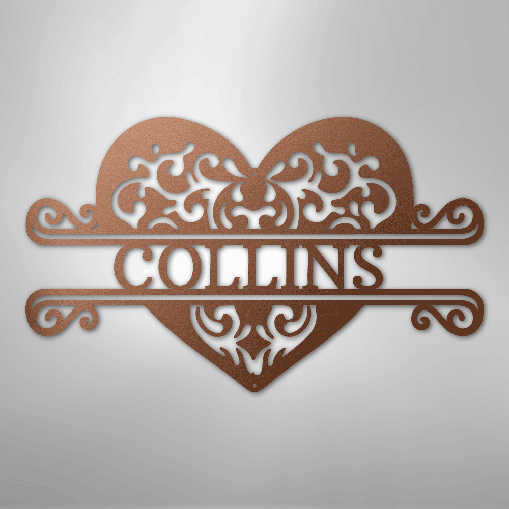 Custom couple name metal wall decor sign cooper