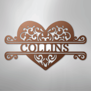 Custom couple name metal wall decor sign cooper