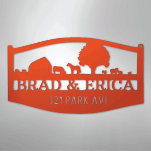 Personalized Farm Scene Sign Orange