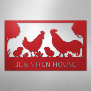 Personalized Hen House Sign red