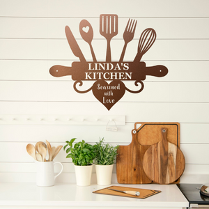 Personalized Kitchen Sign | Custom Metal Sign for Mom, Grandma & Nana | Farmhouse World