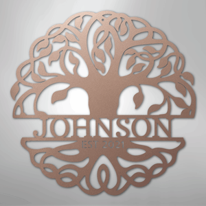 Personalized Decorative tree of life metal wall art rose color