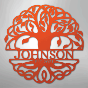 Personalized Decorative tree of life metal wall art orange