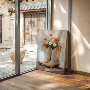Rustic Western Charm | Cowboy Boots & Wildflowers Wall Art | Farmhouse World