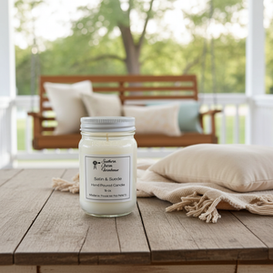 Satin & Suede Candle & Wax Melt | Jasmine & Woods | Farmhouse World