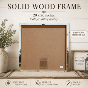 20x20 inch solid wood frame with decorative elements on a neutral background