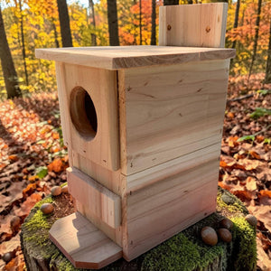 Cedar Squirrel House for Backyard, Handmade Wooden Nesting Box, Outdoor Wildlife Habitat, Tree Mounted Squirrel Shelter