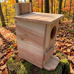 Cedar Squirrel House for Backyard, Handmade Wooden Nesting Box, Outdoor Wildlife Habitat, Tree Mounted Squirrel Shelter