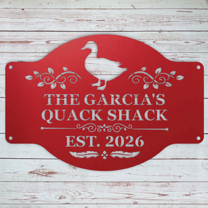 Red Outdoor duck coop sign made in the USA