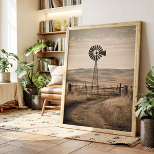 vintage countryside windmill wall art