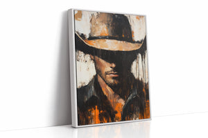 western canvas wall art with abstract cowboy portrait