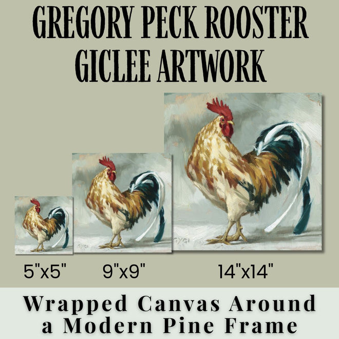 Gregory Peck Rooster Canvas Wall Art - 5" to 14" Sizes | Farmhouse World
