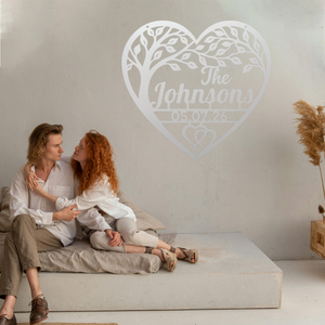 Personalized anniversary metal sign with family name and meaningful date