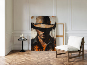 rustic cowboy canvas artwork for man cave or office