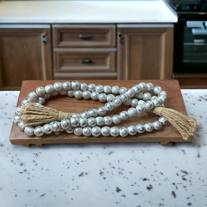 Boho wood bead garland for tiered tray decor
