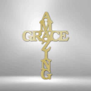 Amazing Grace Cross Metal Sign | Farmhouse World