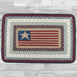 American Flag Patriotic Kitchen Rug - Handwoven with 100% Natural Jute and Hand Stenciled | Farmhouse World