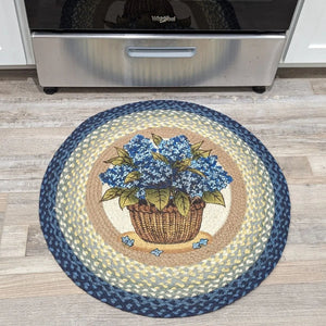 Blue Hydrangea Round Rug | Farmhouse World